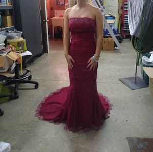 Vintage burgundy mermaid style long dress